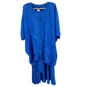 More Jazz vintage 18W 2pc silky 80s batwing floral oversized midi dress USA